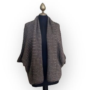 Lineamaglia Brown Knit Dolman Sleeve Open Cardigan Size Small